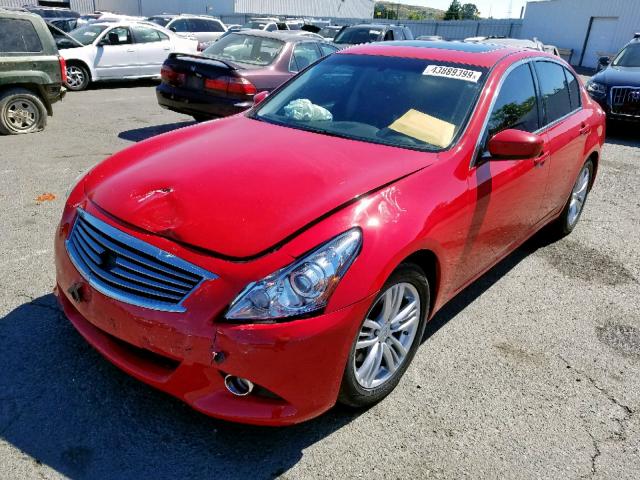 JN1CV6AP9AM403999 - 2010 INFINITI G37 BASE RED photo 2