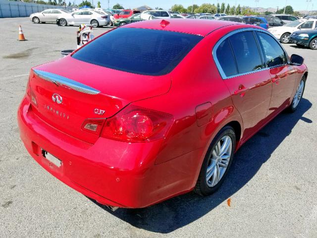 JN1CV6AP9AM403999 - 2010 INFINITI G37 BASE RED photo 4