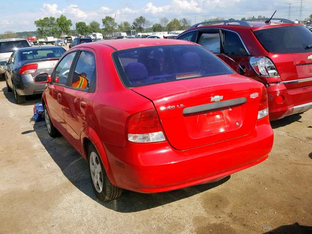 KL1TD52645B372282 - 2005 CHEVROLET AVEO BASE Қызыл фото 3