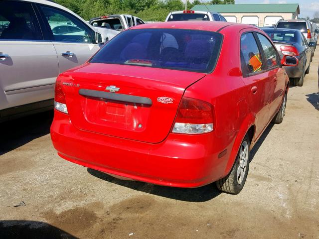 KL1TD52645B372282 - 2005 CHEVROLET AVEO BASE Қызыл фото 4