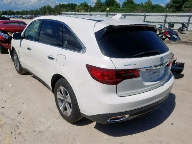 5FRYD3H29FB008878 - 2015 ACURA MDX WHITE photo 3