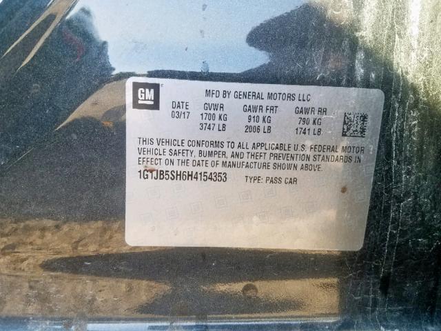 1G1JB5SH6H4154353 - 2017 CHEVROLET SONIC LS 灰色 照片 10