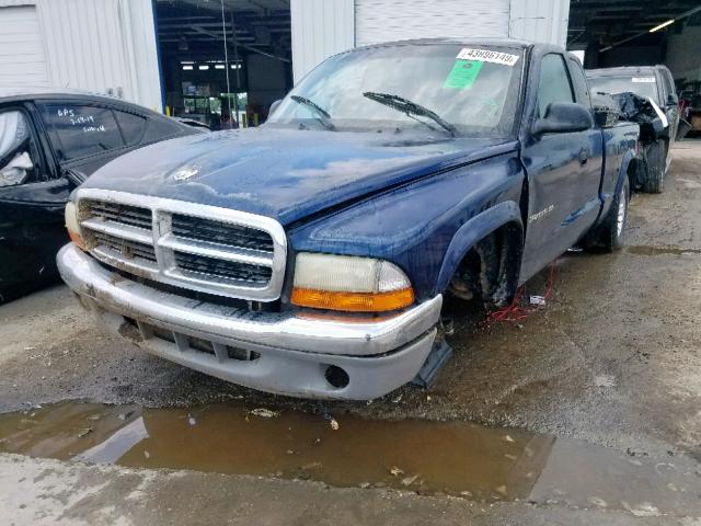 1B7GL42N82S611200 - 2002 DODGE DAKOTA SLT BLUE photo 2