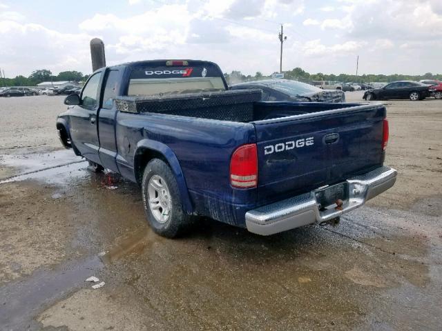 1B7GL42N82S611200 - 2002 DODGE DAKOTA SLT BLUE photo 3