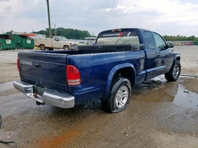 1B7GL42N82S611200 - 2002 DODGE DAKOTA SLT BLUE photo 4