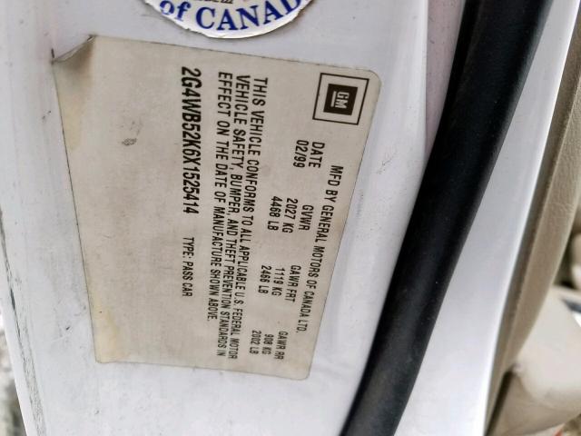 2G4WB52K6X1525414 - 1999 BUICK REGAL LS 白色 照片 10