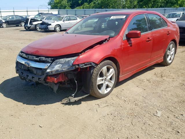 3FAHP0KC2AR160782 - 2010 FORD FUSION SPO RED photo 2