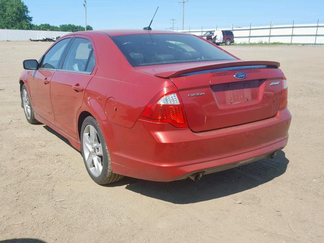 3FAHP0KC2AR160782 - 2010 FORD FUSION SPO RED photo 3