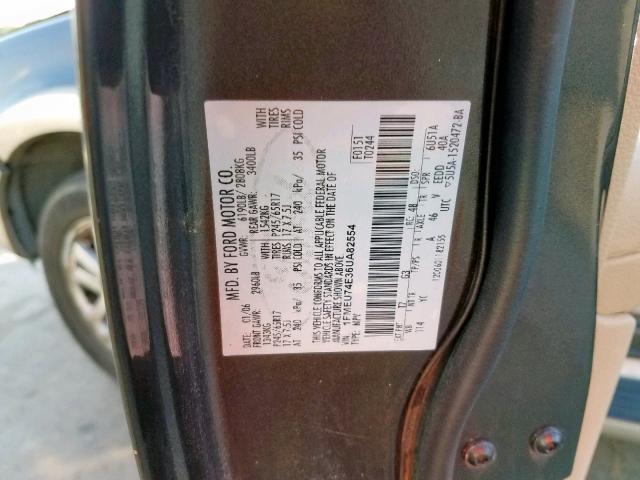 1FMEU74E36UA82554 - 2006 FORD EXPLORER E BROWN photo 10