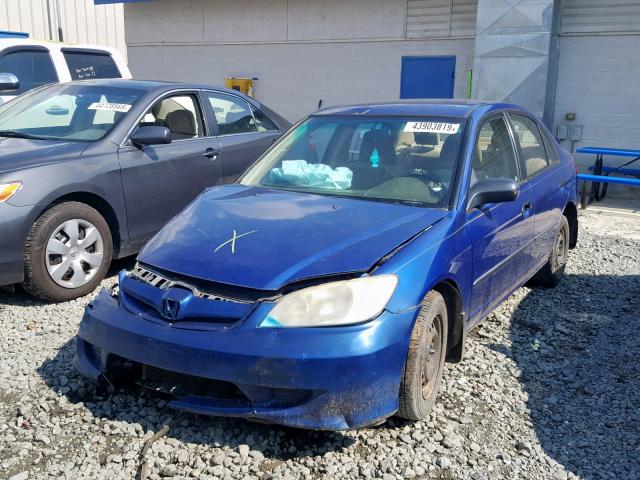 1HGES16374L005404 - 2004 HONDA CIVIC DX V BLUE photo 2