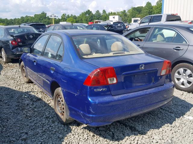 1HGES16374L005404 - 2004 HONDA CIVIC DX V BLUE photo 3