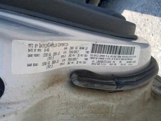 1J8HG48K37C510243 - 2007 JEEP COMMANDER 银色 照片 10