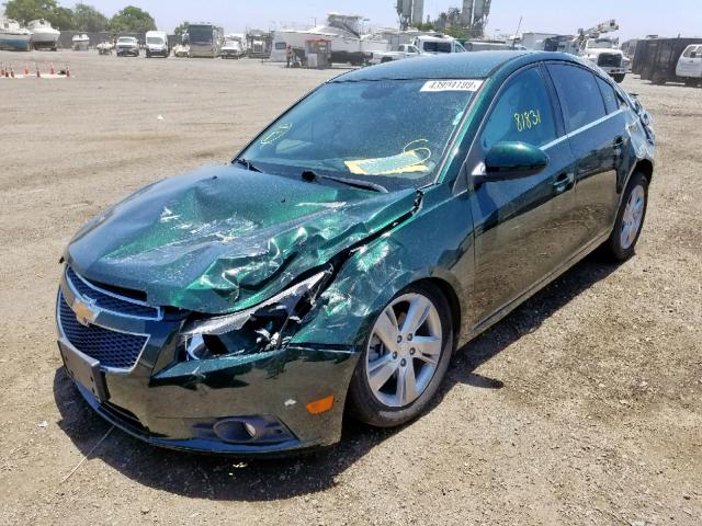 1G1P75SZ5E7122962 - 2014 CHEVROLET CRUZE GREEN photo 2