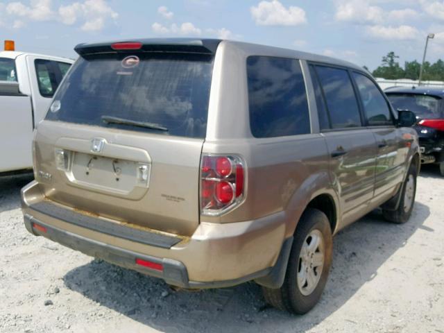 5FNYF28107B002076 - 2007 HONDA PILOT LX GOLD photo 4