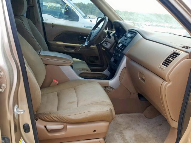 5FNYF28107B002076 - 2007 HONDA PILOT LX GOLD photo 5