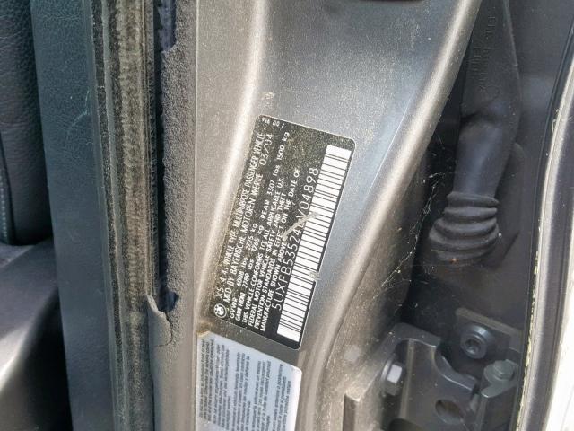 5UXFB53524LV04898 - 2004 BMW X5 4.4I GRAY photo 10