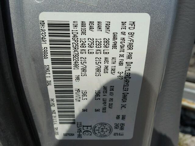 1D4GP25R47B224001 - 2007 DODGE CARAVAN SE SILVER photo 10