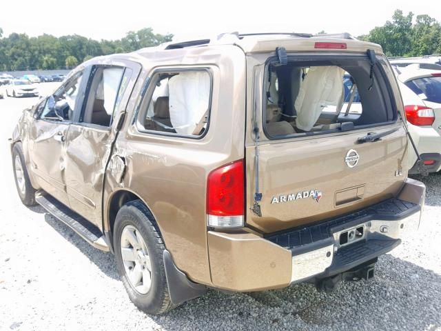 5N1AA08A75N731819 - 2005 NISSAN ARMADA SE GOLD photo 3