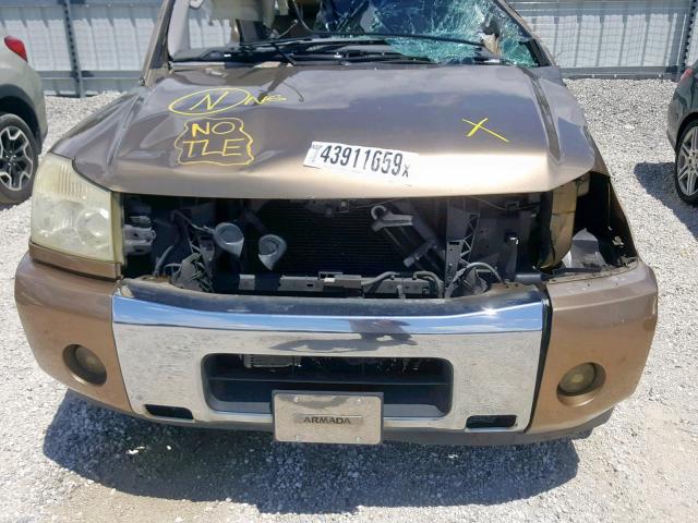 5N1AA08A75N731819 - 2005 NISSAN ARMADA SE GOLD photo 7