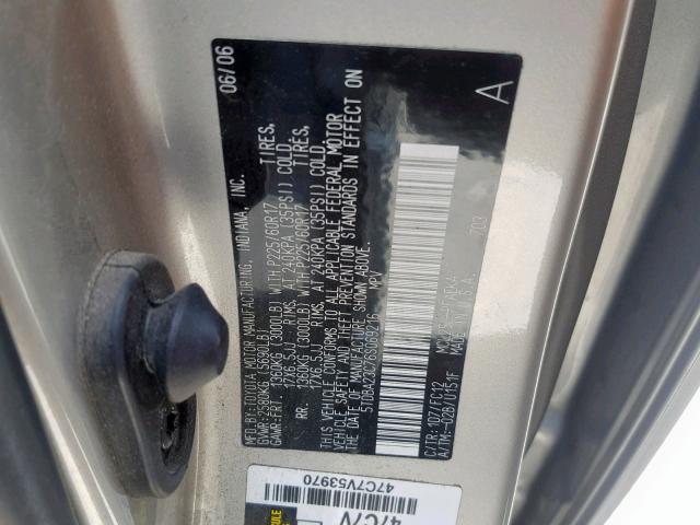 5TDBA23C76S069216 - 2006 TOYOTA SIENNA LE SILVER photo 10