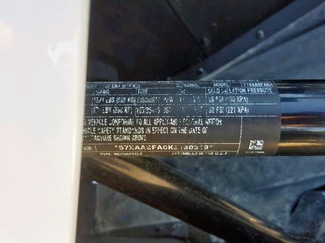 57XAASFA0K8130319 - 2019 POLARIS SLINGSHOT WHITE photo 10