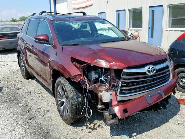 5TDJKRFH8GS284047 - 2016 TOYOTA HIGHLANDER MAROON photo 1