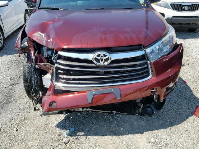 5TDJKRFH8GS284047 - 2016 TOYOTA HIGHLANDER MAROON photo 7