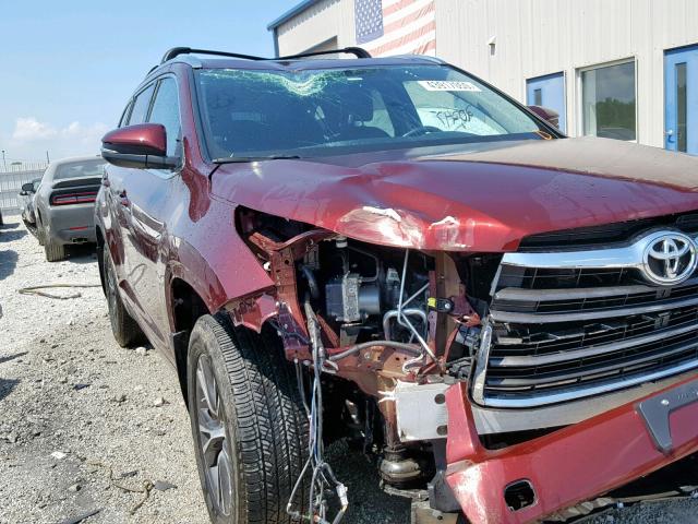 5TDJKRFH8GS284047 - 2016 TOYOTA HIGHLANDER MAROON photo 9