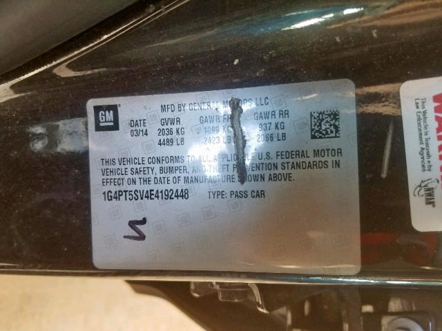 1G4PT5SV4E4192448 - 2014 BUICK VERANO PRE BLACK photo 10