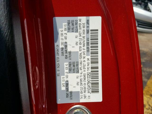 JM1NDAM76H0100252 - 2017 MAZDA MX-5 MIATA RED photo 10