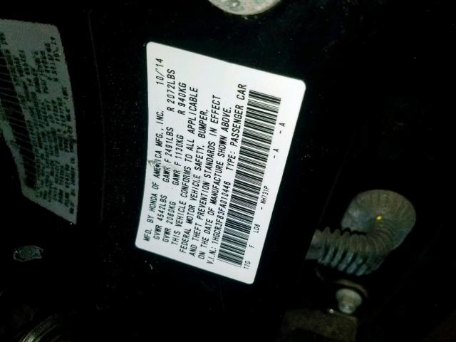 1HGCR3F83FA010446 - 2015 HONDA ACCORD EXL BLACK photo 10