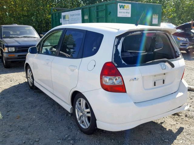 JHMGD38697S061826 - 2007 HONDA FIT S WHITE photo 3