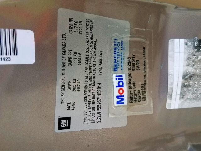 2G2WP552671153014 - 2007 PONTIAC GRAND PRIX GOLD photo 10