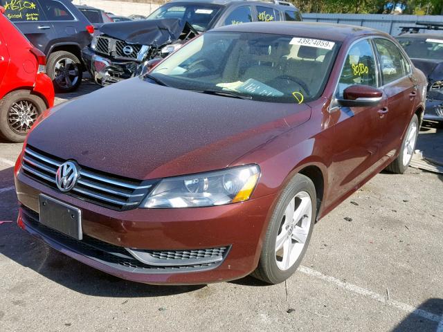 1VWBP7A37DC078072 - 2013 VOLKSWAGEN PASSAT SE MAROON photo 2