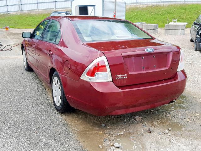 3FAFP06Z76R145840 - 2006 FORD FUSION S BURGUNDY photo 3