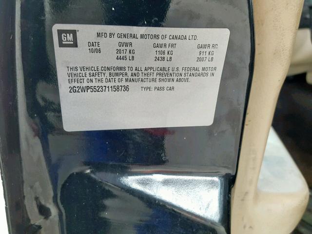 2G2WP552371158736 - 2007 PONTIAC GRAND PRIX BLACK photo 10