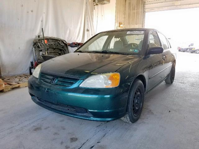 2HGES15162H556160 - 2002 HONDA CIVIC DX GREEN photo 2