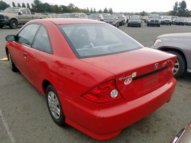 1HGEM22155L000577 - 2005 HONDA CIVIC DX V RED photo 3