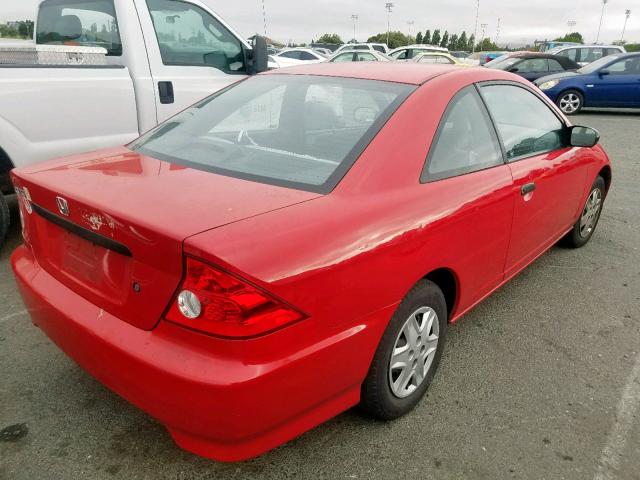 1HGEM22155L000577 - 2005 HONDA CIVIC DX V RED photo 4