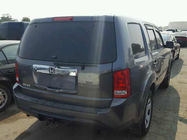 5FNYF3H26CB030151 - 2012 HONDA PILOT LX GRAY photo 4