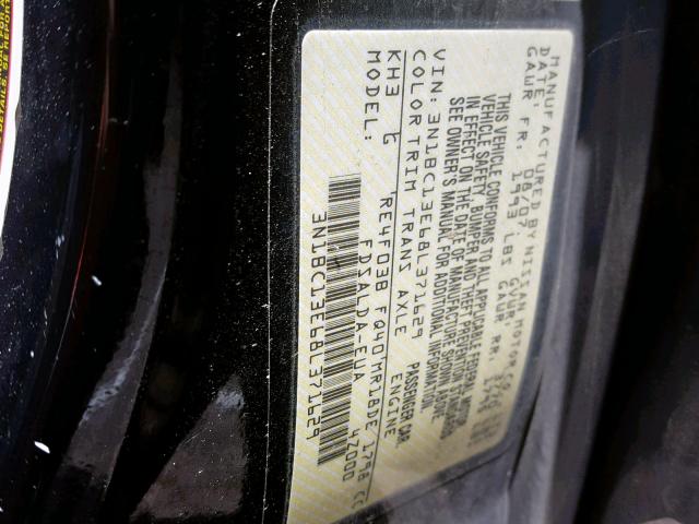 3N1BC13E68L371629 - 2008 NISSAN VERSA S BLACK photo 10