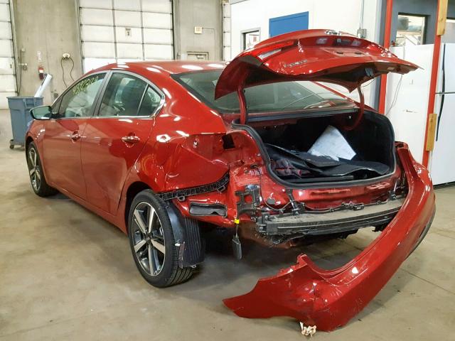 3KPFL4A87JE235954 - 2018 KIA FORTE EX RED photo 3