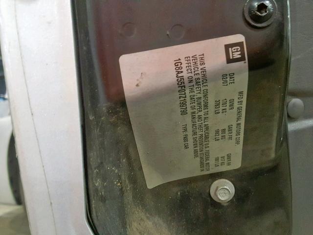 1G8AJ55F07Z199790 - 2007 SATURN ION LEVEL SILVER photo 10