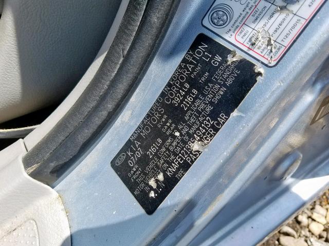 KNAFE121385494132 - 2008 KIA SPECTRA EX BLUE photo 10