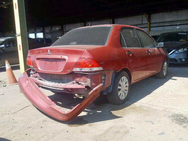 JA3AJ26E26U057851 - 2006 MITSUBISHI LANCER ES RED photo 4