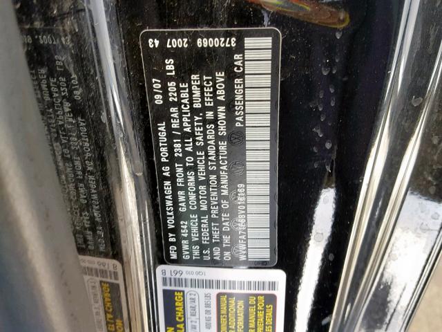 WVWFA71F68V016169 - 2008 VOLKSWAGEN EOS LUX 黑色 照片 10