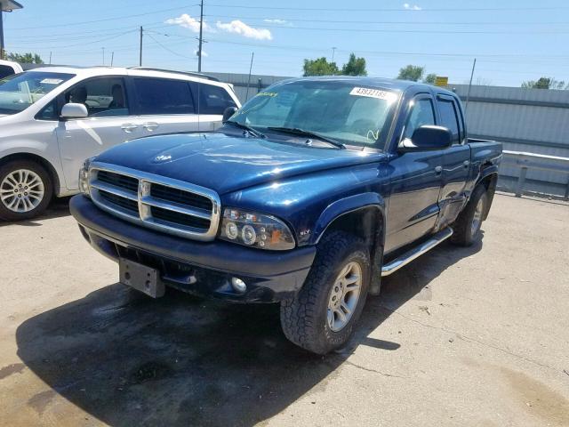 1D7HG38N74S782717 - 2004 DODGE DAKOTA QUA BLUE photo 2