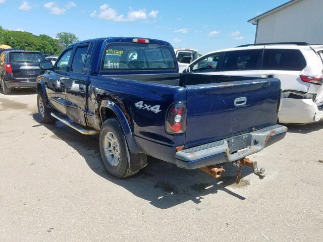 1D7HG38N74S782717 - 2004 DODGE DAKOTA QUA BLUE photo 3