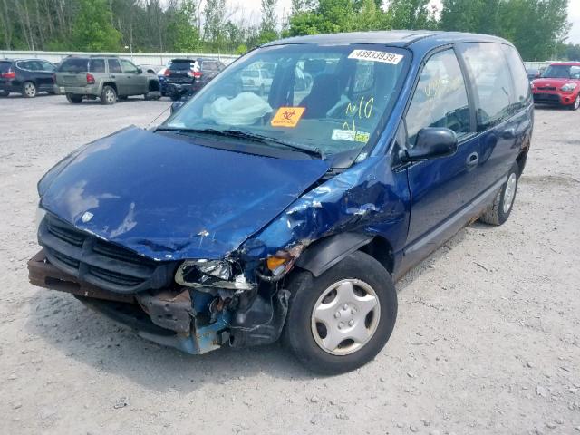 2B4FP25B9YR673301 - 2000 DODGE CARAVAN BLUE photo 2