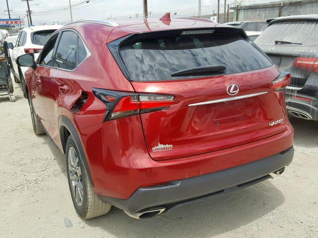 JTJYARBZ7F2001186 - 2015 LEXUS NX 200T BURGUNDY photo 3